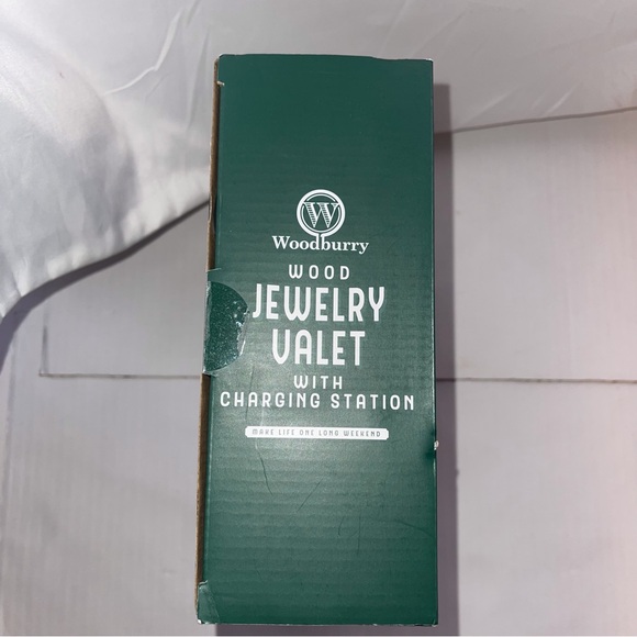 Elegant Woodbury Wood Jewelry Valet with Built-in Charging Station - Picture 4 of 5